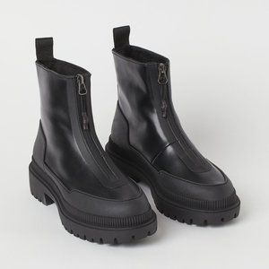 Chunky Zip-Front Ankle Boots